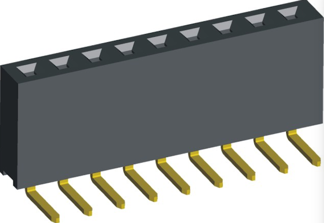 2.54mm PCB Socket Single Row Two Sides Contact R A Dip Type.(H=8.5)